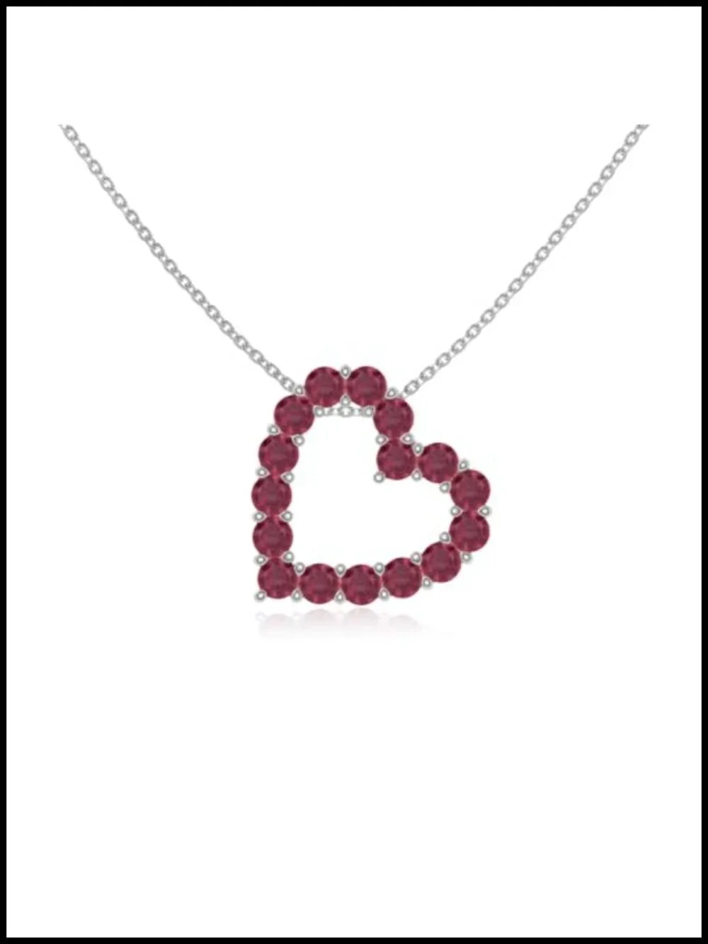 Natural Ruby Heart Pendant Necklace in Silver, Gold Plated